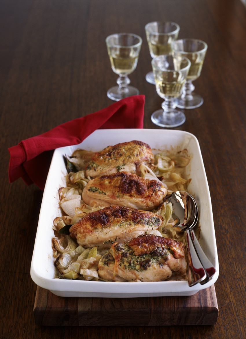 Baked Chicken with Leeks and Herbs