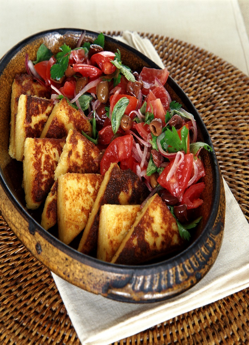 Baked Polenta with a Fresh Tomato Salad