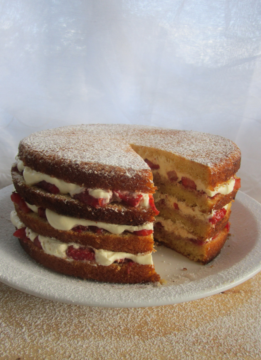 Balsamic Strawberries and Cream Cake