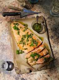 Grilled Salmon with Preserved Lemon and Caper Dressing