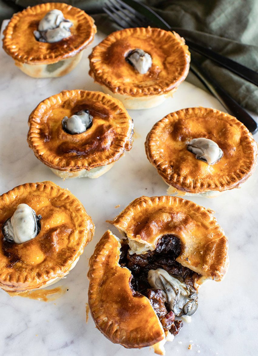 Beef, Bacon and Oyster Pies