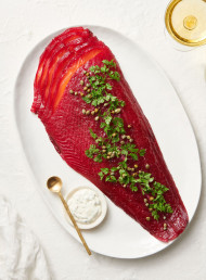 Beetroot Cured Salmon with Zesty Mayonnaise