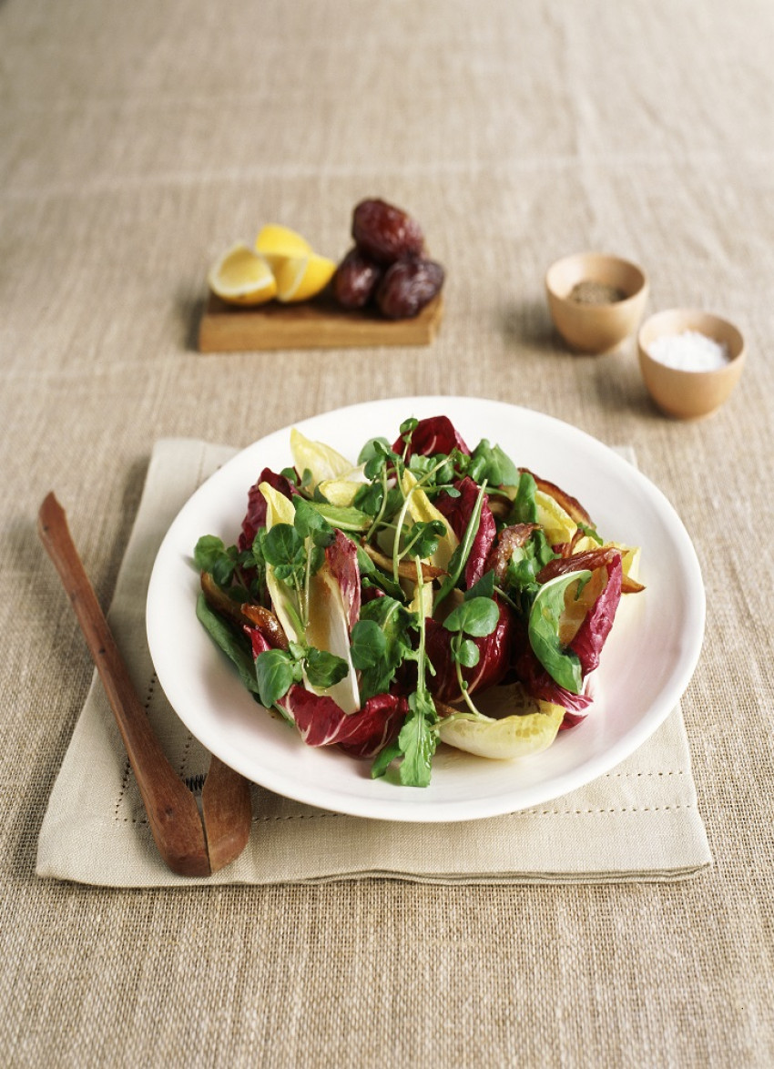 Bitter Leaf Salad with Date and Lemon Dressing