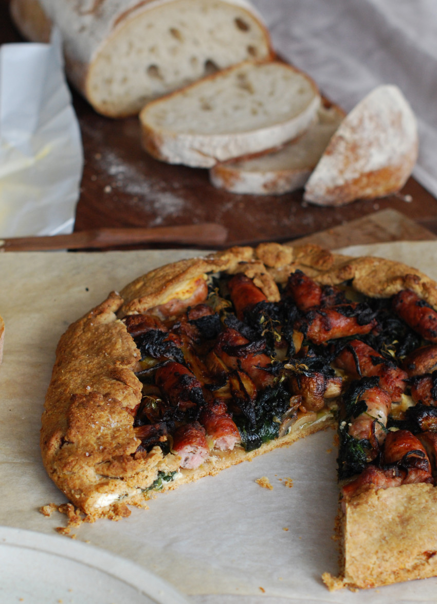 Sausage, Mushroom & Spinach Galette	