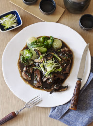  Steak with Soy and Wasabi Braised Mushrooms 