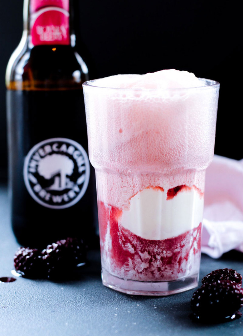 Vanilla and Boysenberry Ice Cream Beer Float 