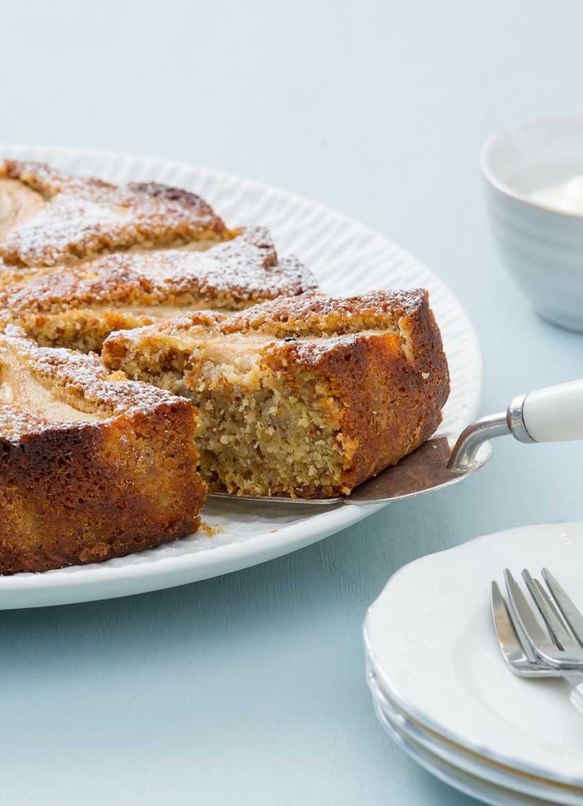 Fresh Pear, Coconut and Roasted Almond Cake (Gluten Free)