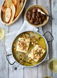 Baked Feta with Honey, Hazelnuts and Thyme with Dried Fig and Marsala Compote