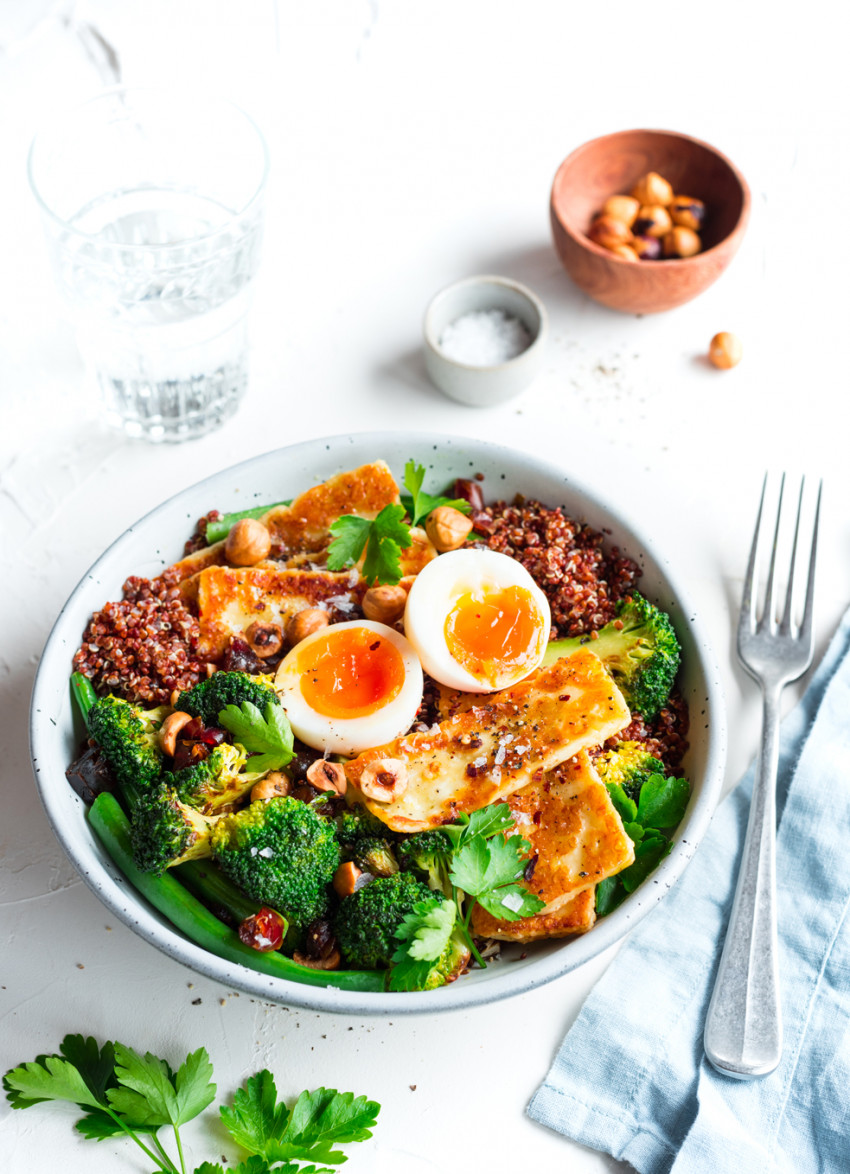 Charred Broccoli with Halloumi and Soft-Boiled Eggs