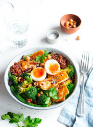Charred Broccoli with Halloumi and Soft-Boiled Eggs