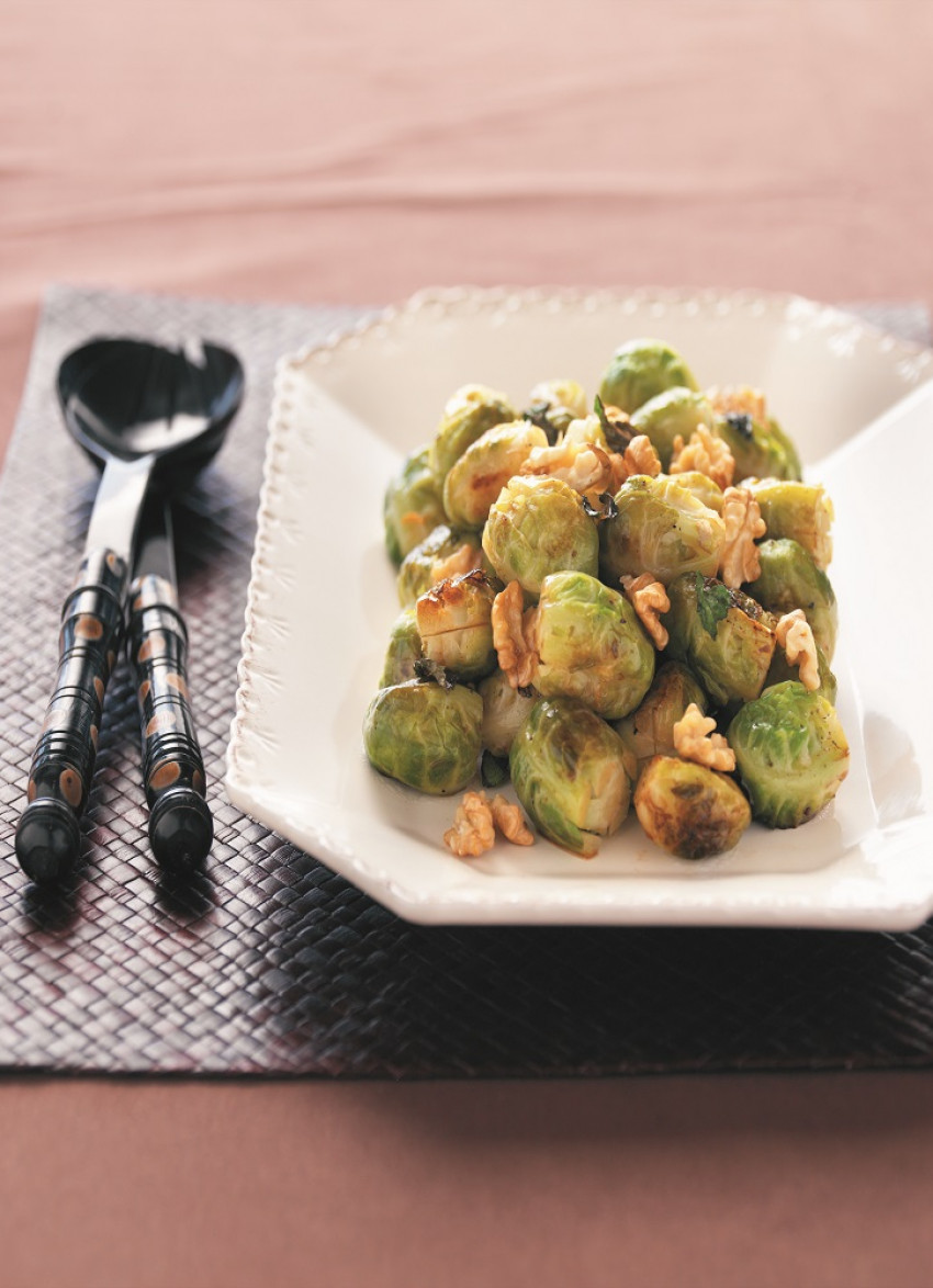 Brussels Sprouts with Walnuts, Mint and Balsamic