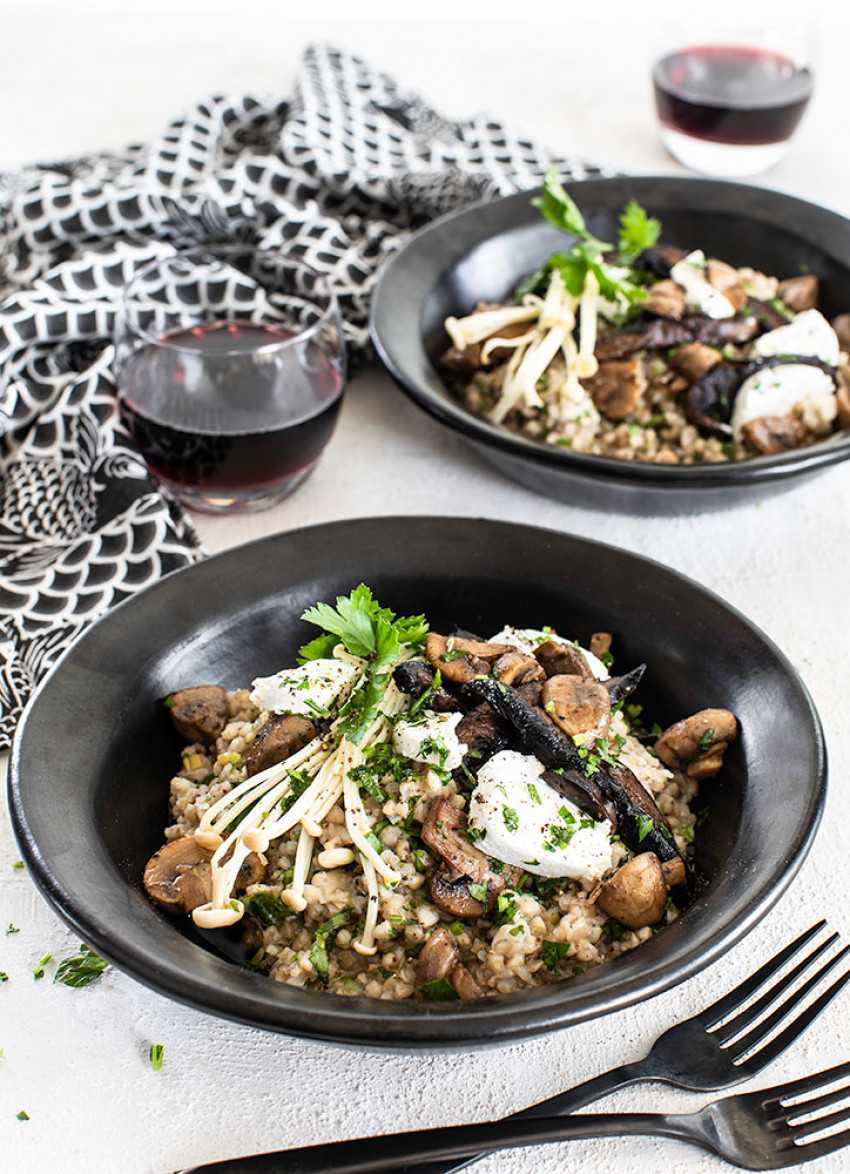 Buckwheat and Leek Risotto with Mushrooms