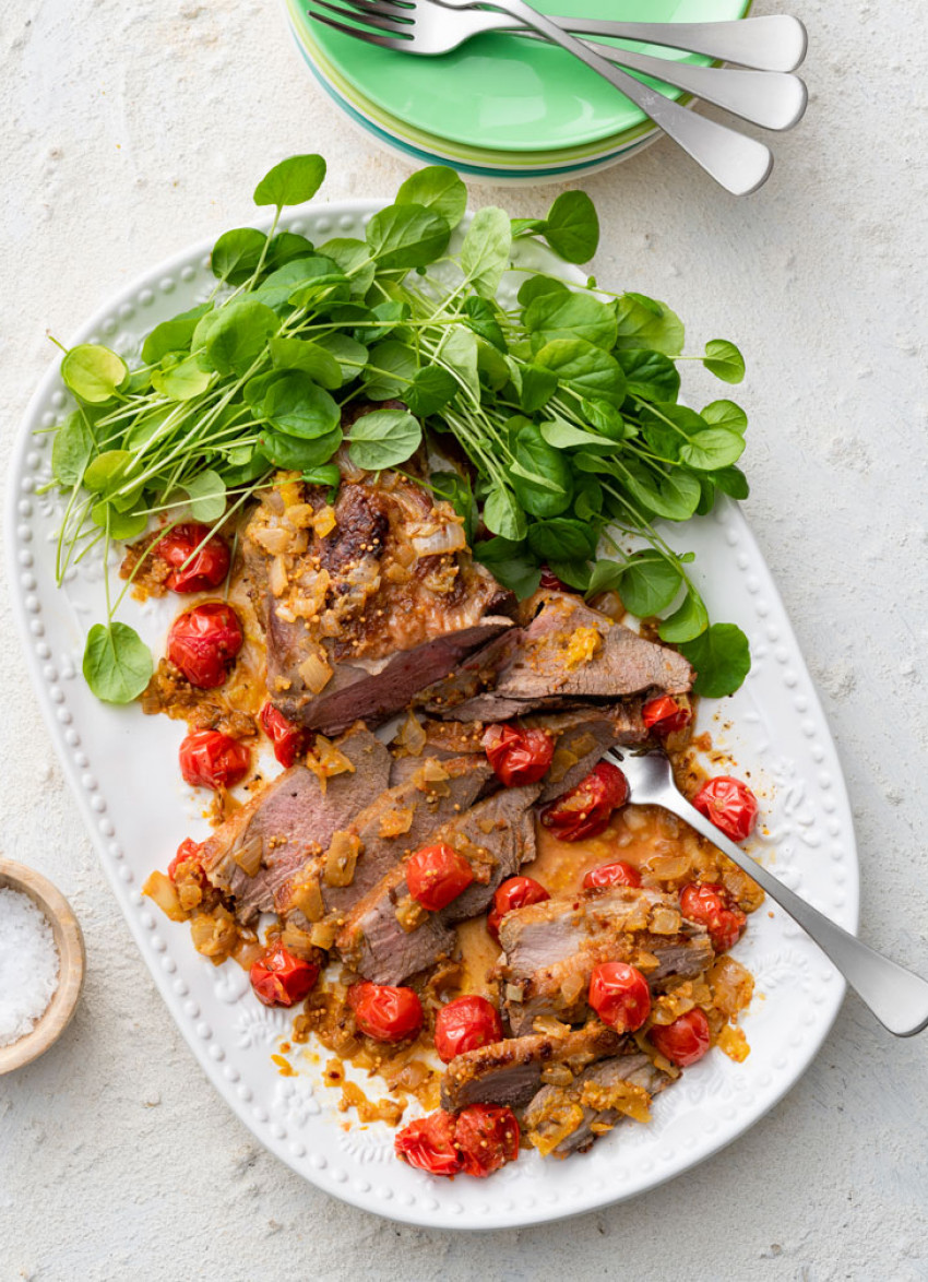 Fast-Roasted Butterflied Leg of Lamb with Warm Tomato and Ginger Salsa