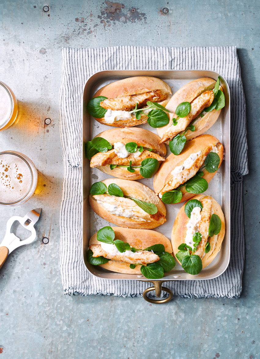 Cajun Fish Rolls with Caper, Tarragon and Lemon Mayo