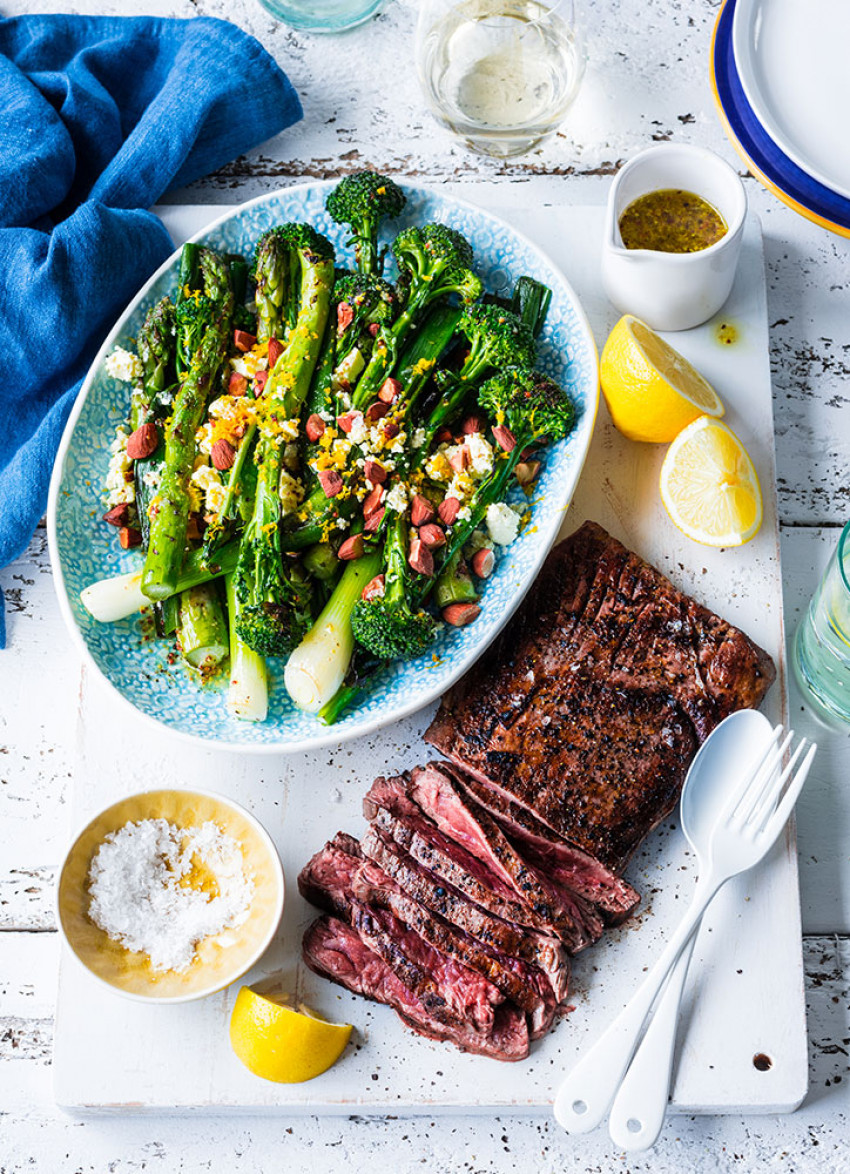 Charred Greens and Skirt Steak 