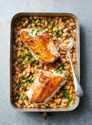 Chicken with White Beans, Capers and Lemon