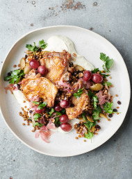 Pan-roasted Chicken Thighs with Grapes and Hazelnuts