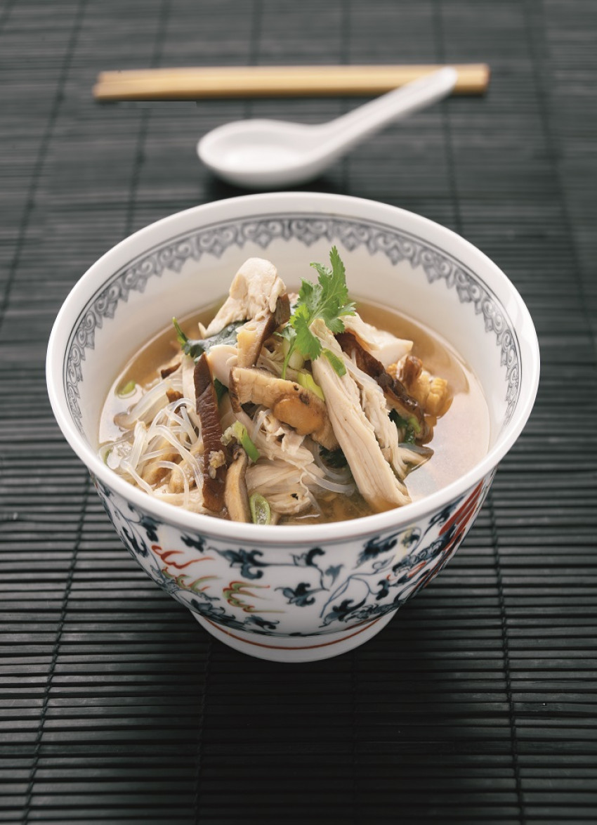 Chicken, Shiitake and Glass Noodle Broth