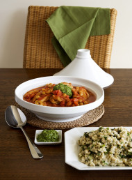 Chicken Tagine with Pearl Barley Pilaf and Tabil
