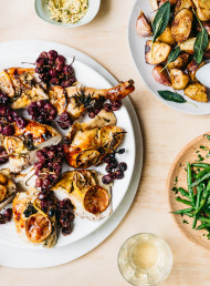 Lemon Roasted Chicken with Grapes 