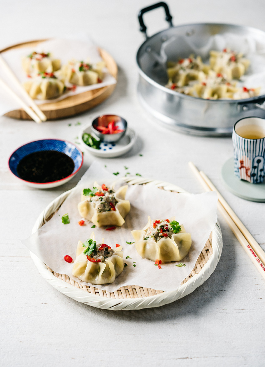 Chicken, Lemongrass and Coriander Shu Mai with Soy & Lime Dipping Sauce