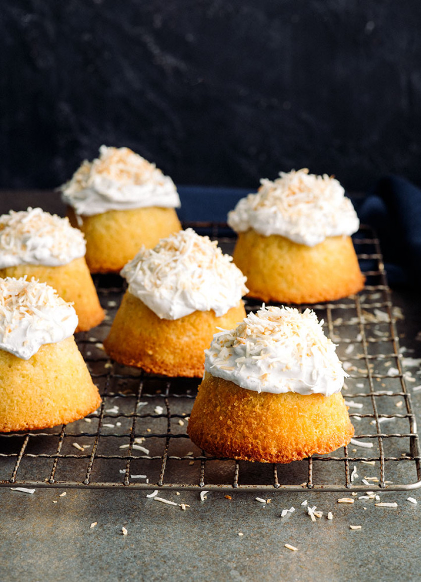 Coconut and Lime Curd Cakes with Whipped Coconut Frosting