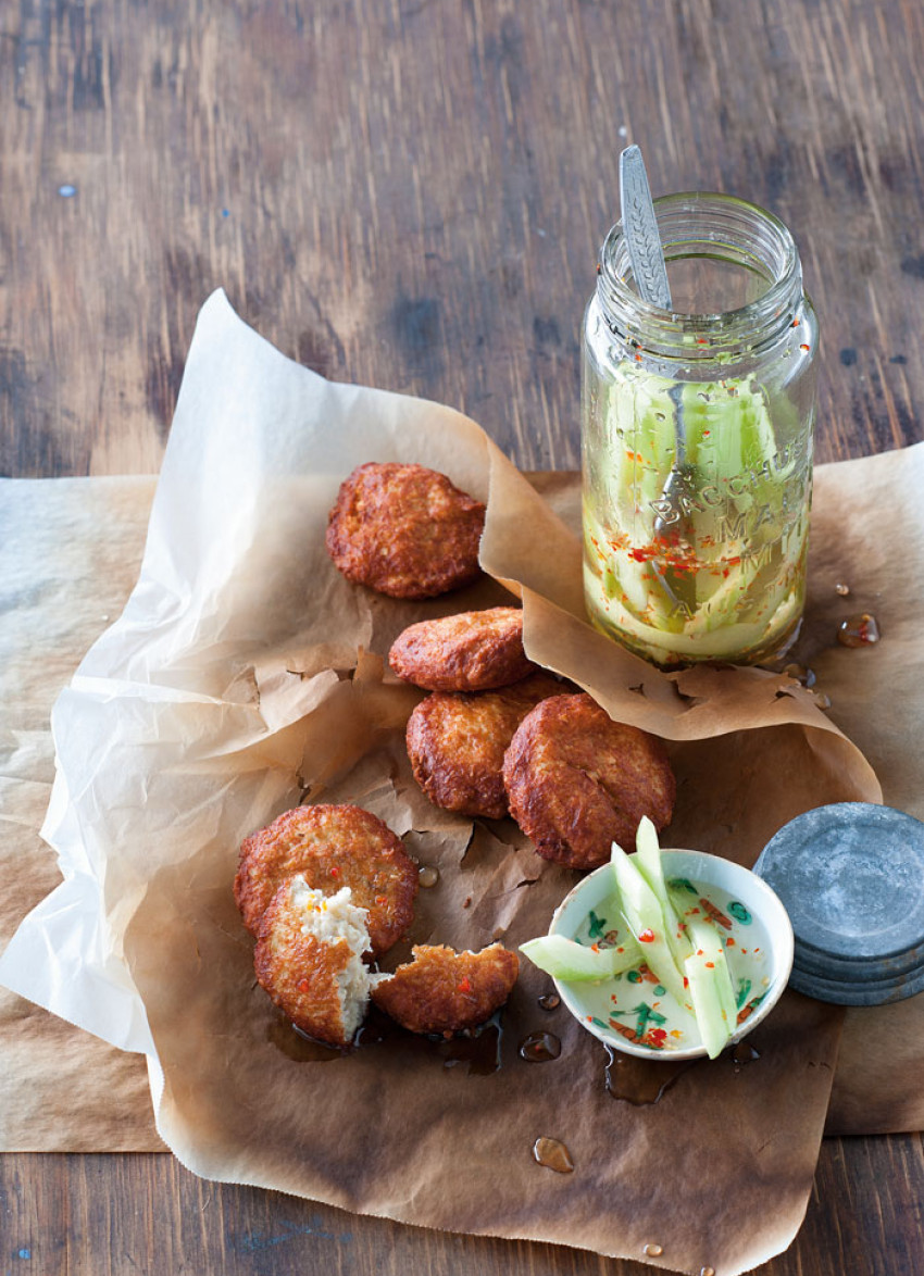 Coconut Fish Cakes with Cucumber Pickles