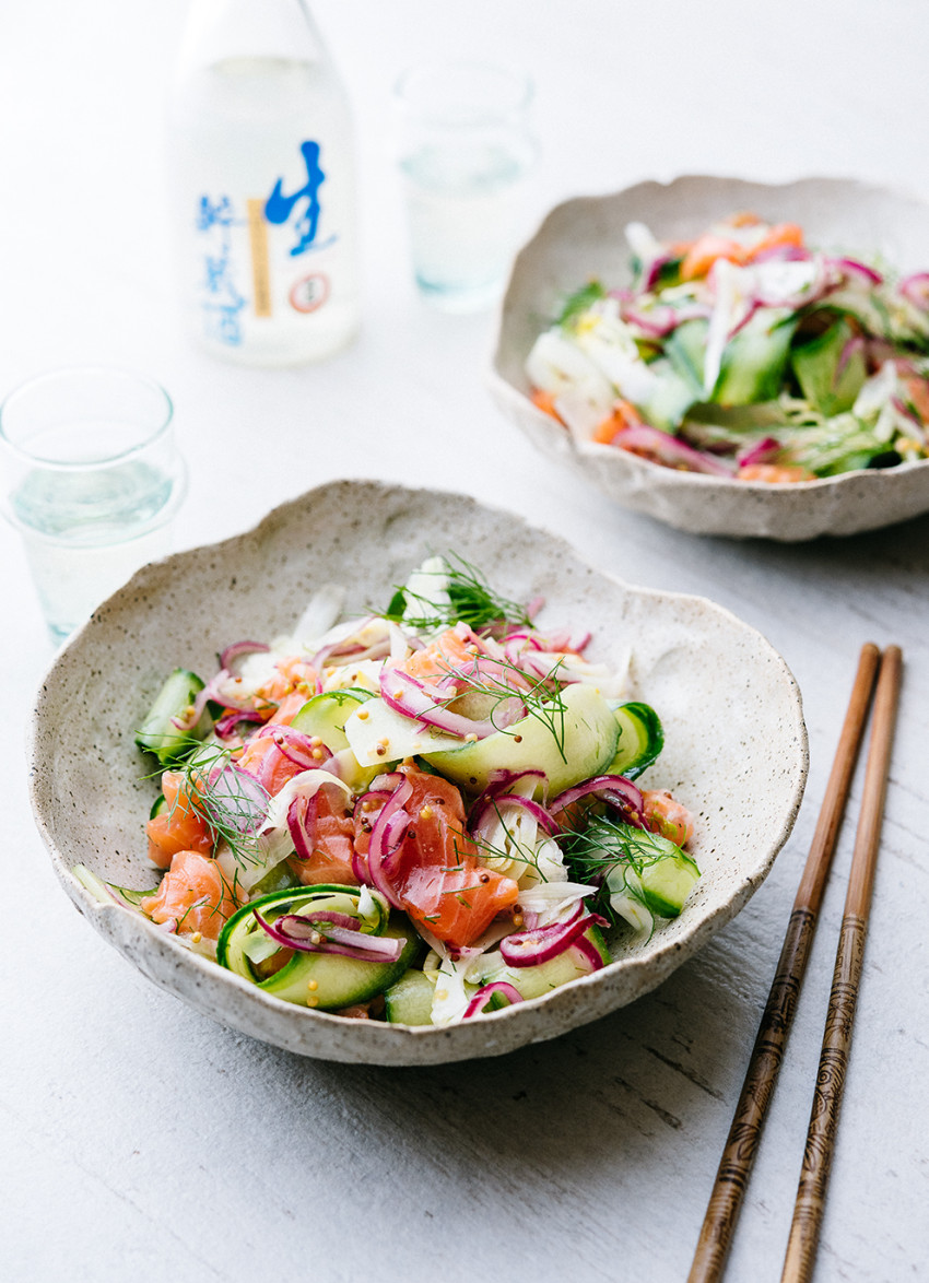 Cucumber and Salmon Salad with Mustard and Fennel