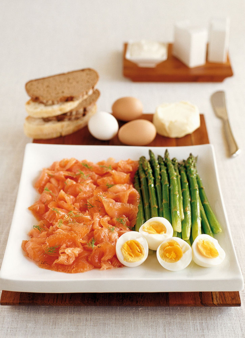 Cured Salmon, Asparagus and Soft Boiled Eggs