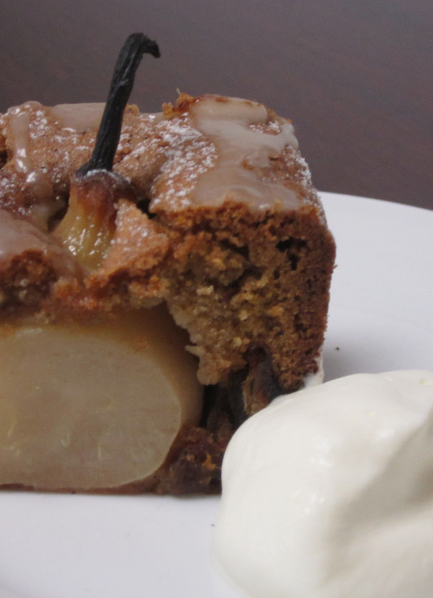 Poached Pear and Date Cake