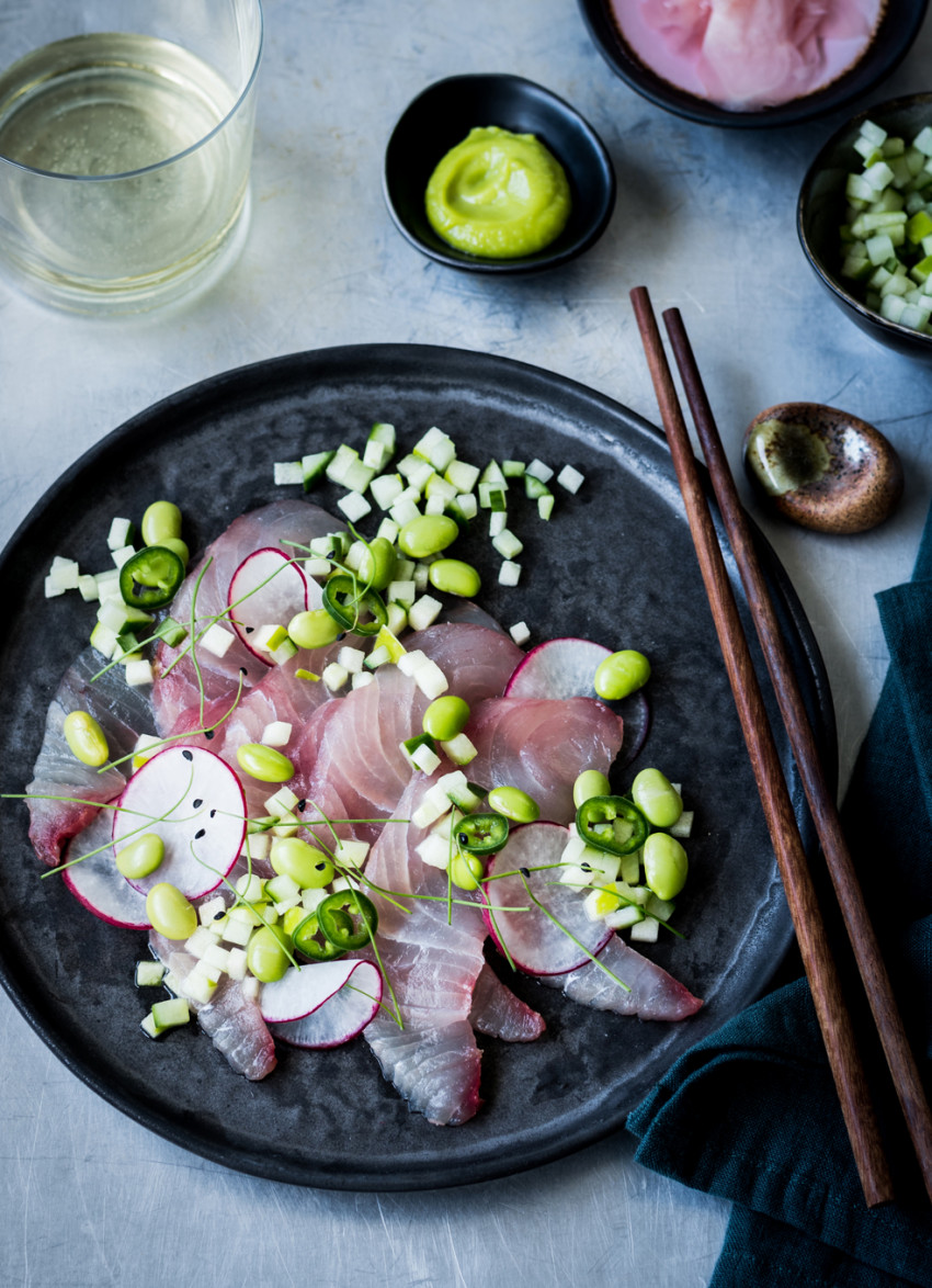 Kingfish Sashimi with Pickled Ginger Syrup