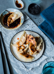Prawn and Ginger Dumplings with Black Vinegar and Chilli Sauce