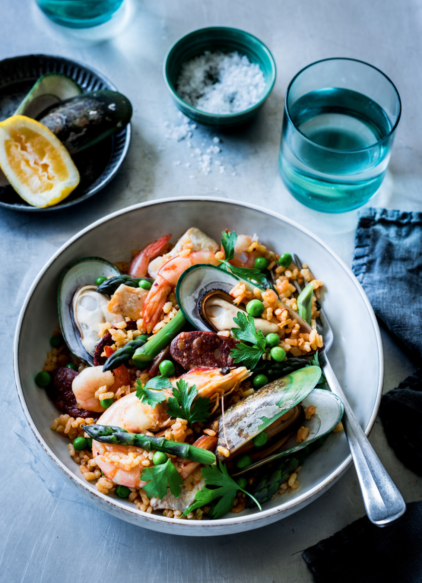 Seafood and Asparagus Paella