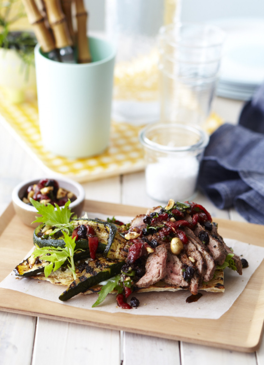 Pepper Steak and Grilled Zucchini Tartine