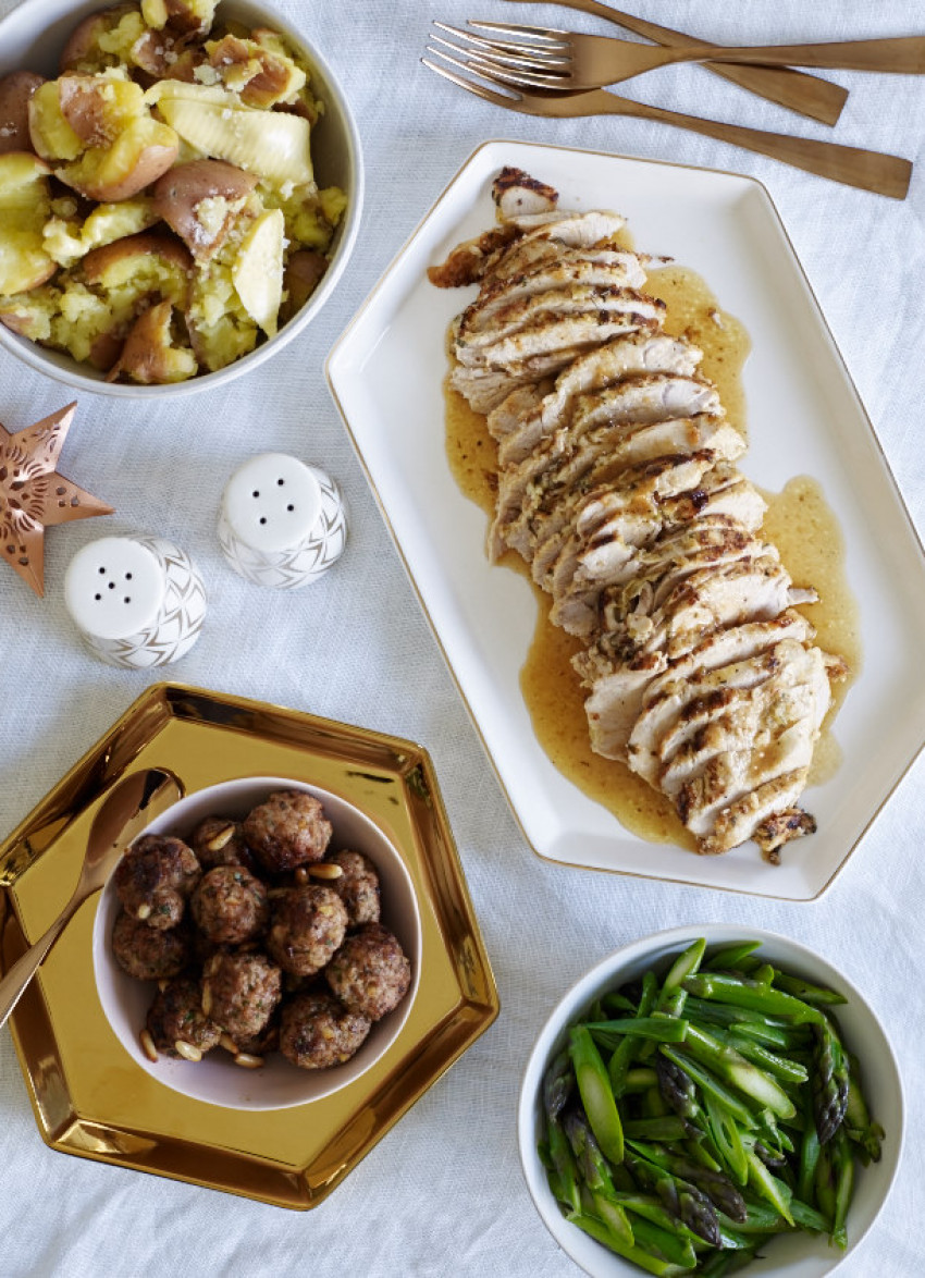 Turkey Breasts with Pine Nut, Preserved Lemon and Fresh Herb Stuffing Balls