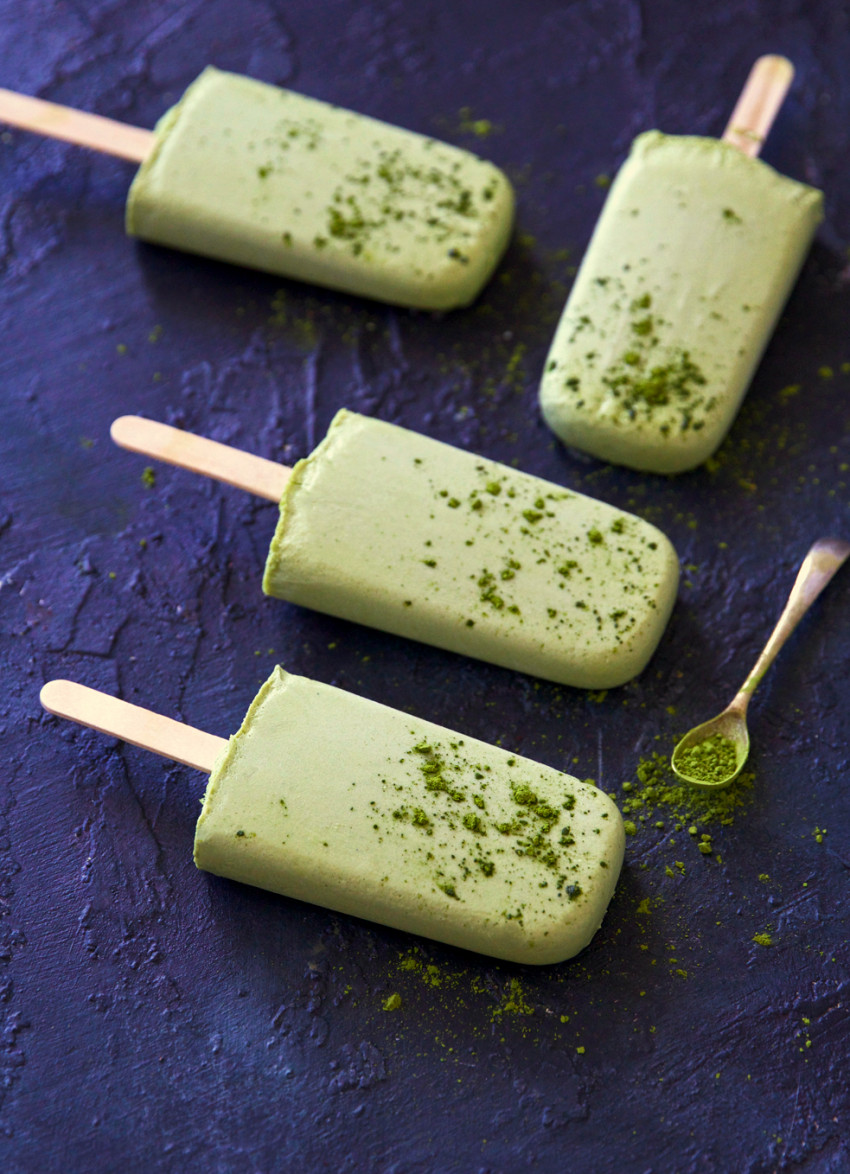 Matcha and Coconut Popsicles