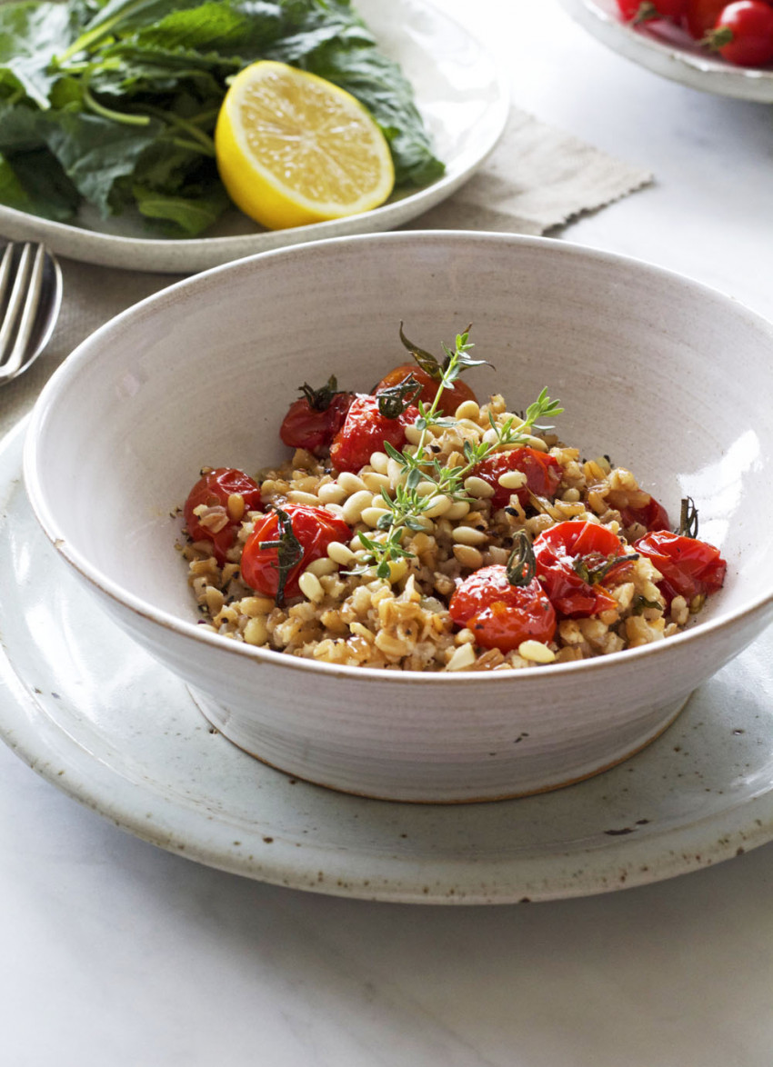 Farro “Risotto” with Slow-roasted Cherry Tomatoes and Pine Nuts