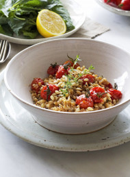 Farro “Risotto” with Slow-roasted Cherry Tomatoes and Pine Nuts