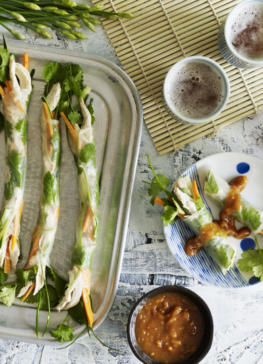 Coconut and Ginger Chicken Fresh Spring Rolls