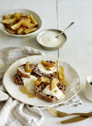 Lemon and Multi-seed Waffles with Roasted Apples