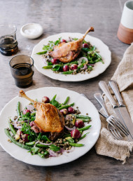 Chinese Five-Spice Roasted Duck Legs with Lentils and Cherries 