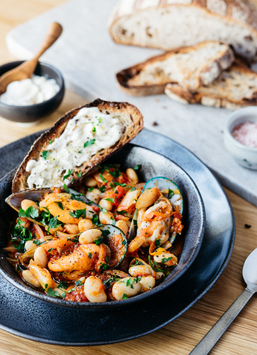 Spanish Butter Bean Stew with Mussels