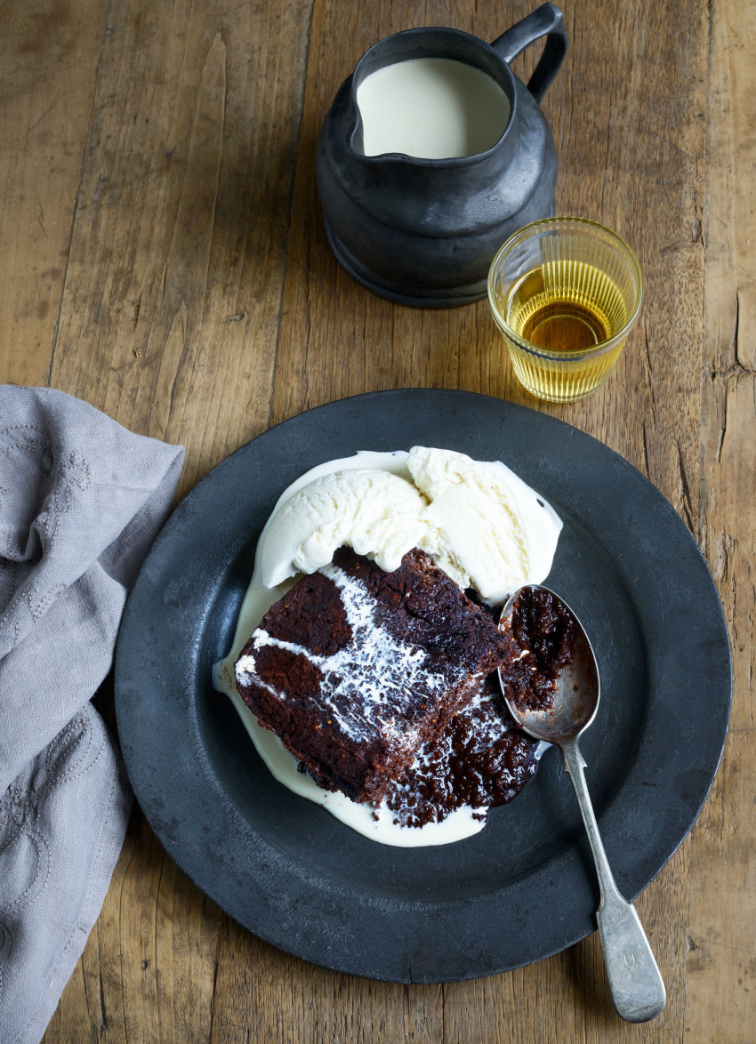 Dark Chocolate Fig and Rum Self Saucing Pudding