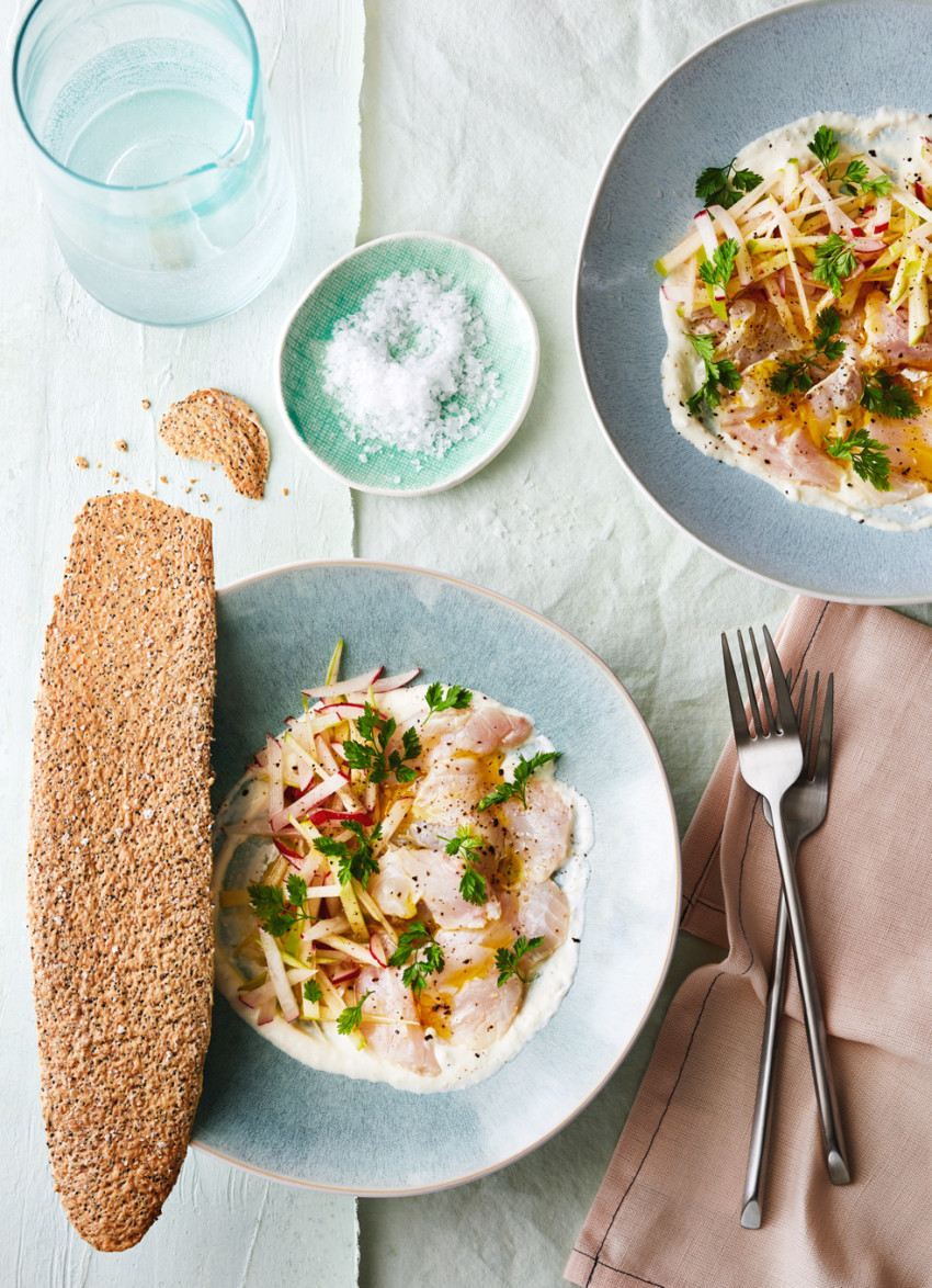 Kombucha Cured Fish with Horseradish Dressing