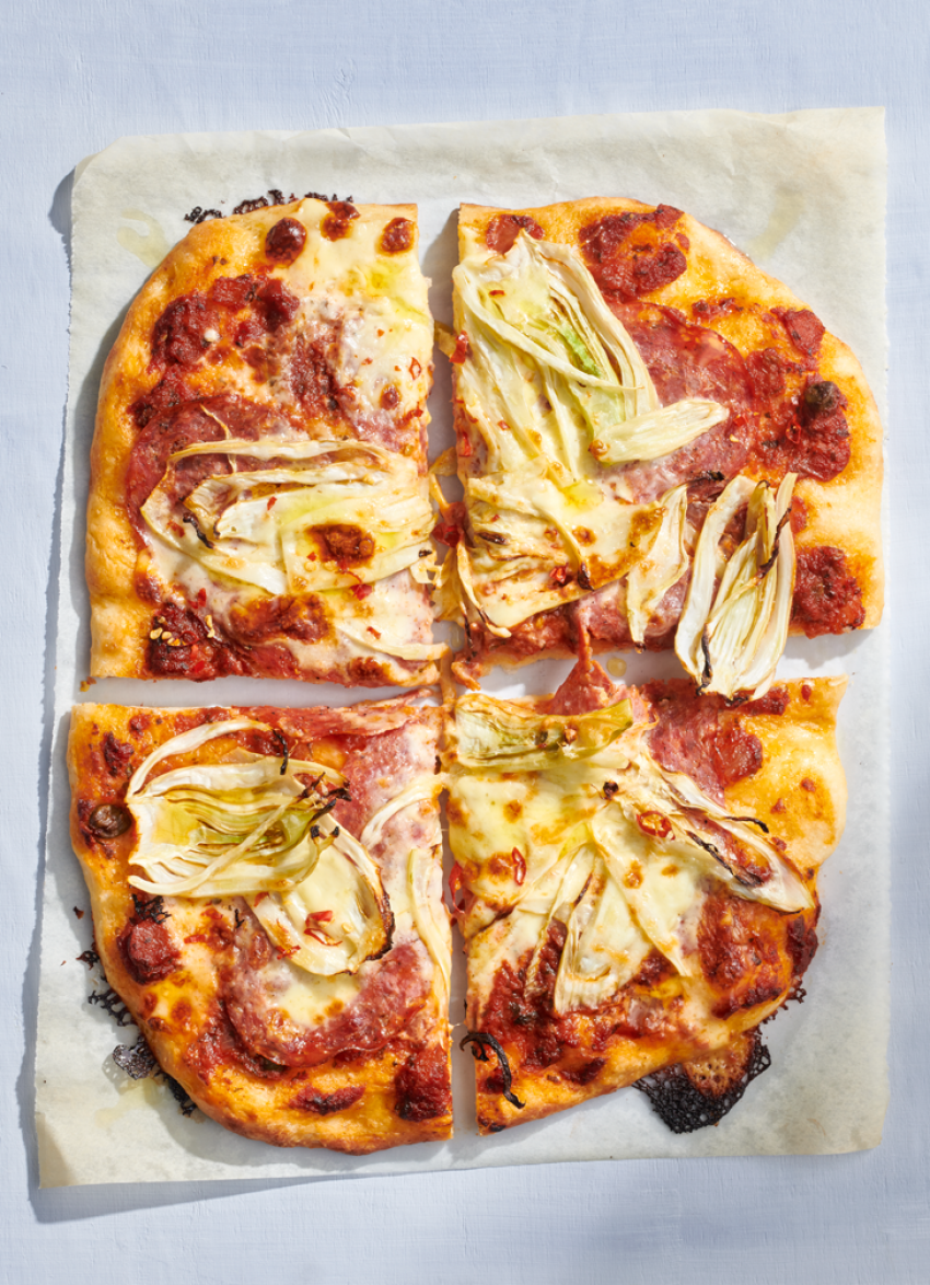 Fresh Fennel, Salami and Chilli Pizza