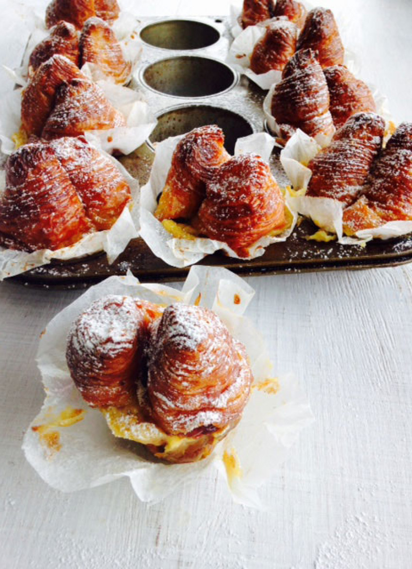 Nectarine, Orange Custard and Croissant Cakes