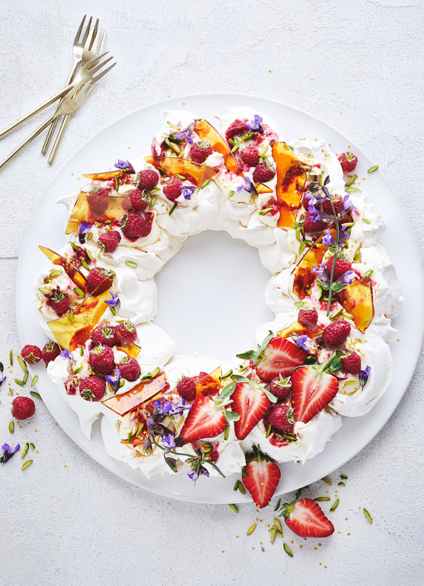 Meringue Wreath with Summer Berries