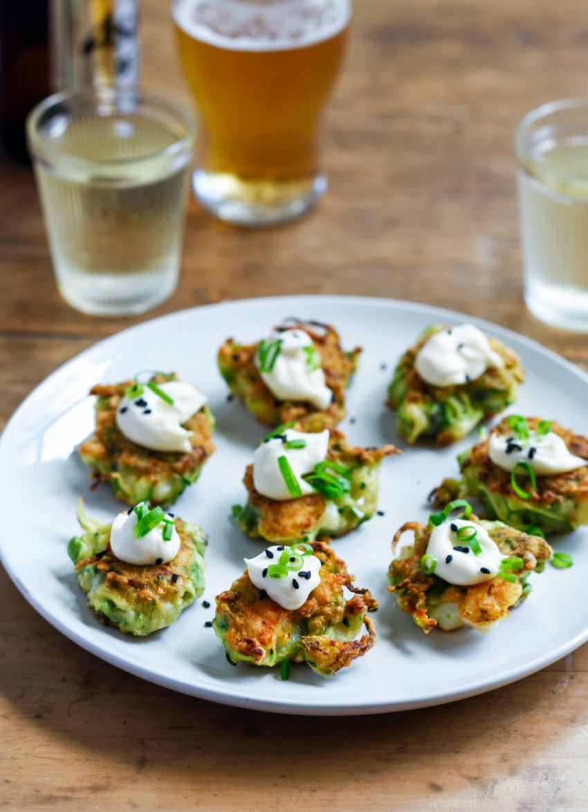 Asparagus, Prawn and Zucchini Bites with Sesame Mayo