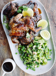 Jerk-Spiced Poussin with Spring Vegetable Succotash
