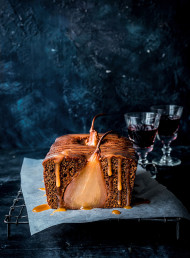 Ginger Loaf with Port-poached Pears